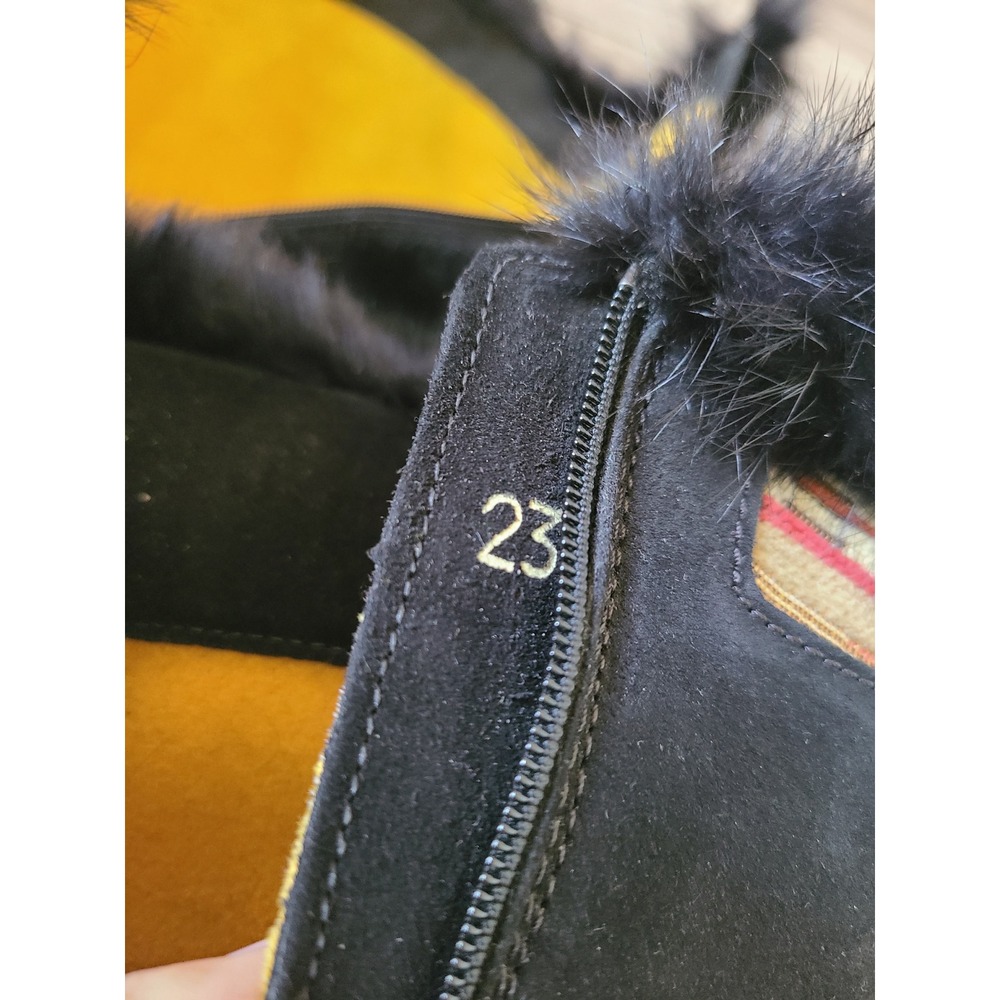 Y2K Tecnica Skandia Sz 9 Apres Ski Boots Fur Lined Goat Hide Italy Suede Black - Picture 8 of 9